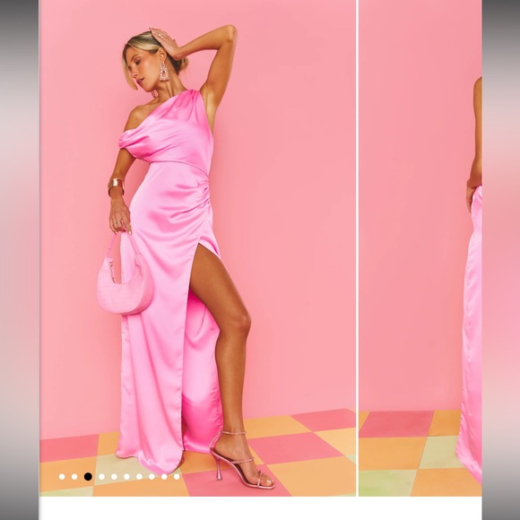 Show Me Your Mumu Jodie Dress in Pink Luxe Satin - Picture 2 of 15